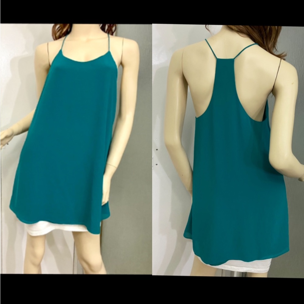 guc Naked Zebra tank tunic lined mini dress slip Racerback long teal spaghetti